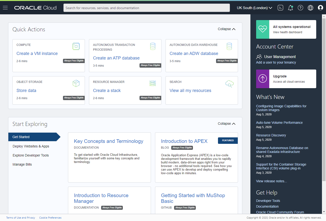 ORACLEBASE Oracle Cloud Autonomous JSON Database (AJD) Create