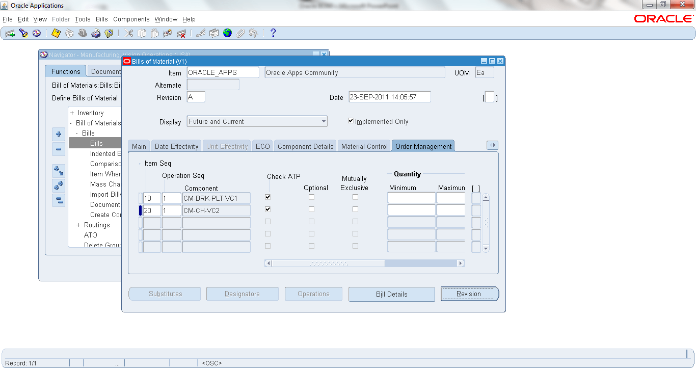 Create Bills Of Material ORACLE APPS COMMUNITY