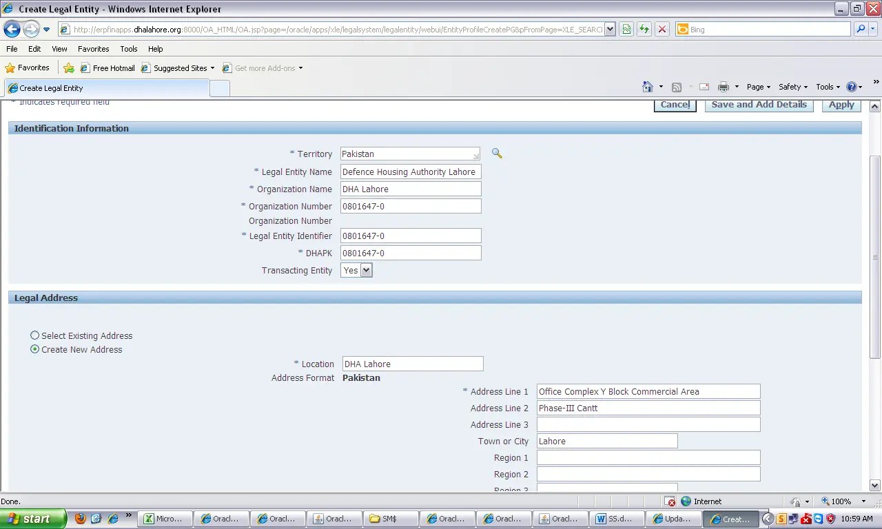 Legal Entity Setup Oracle EBS Financials