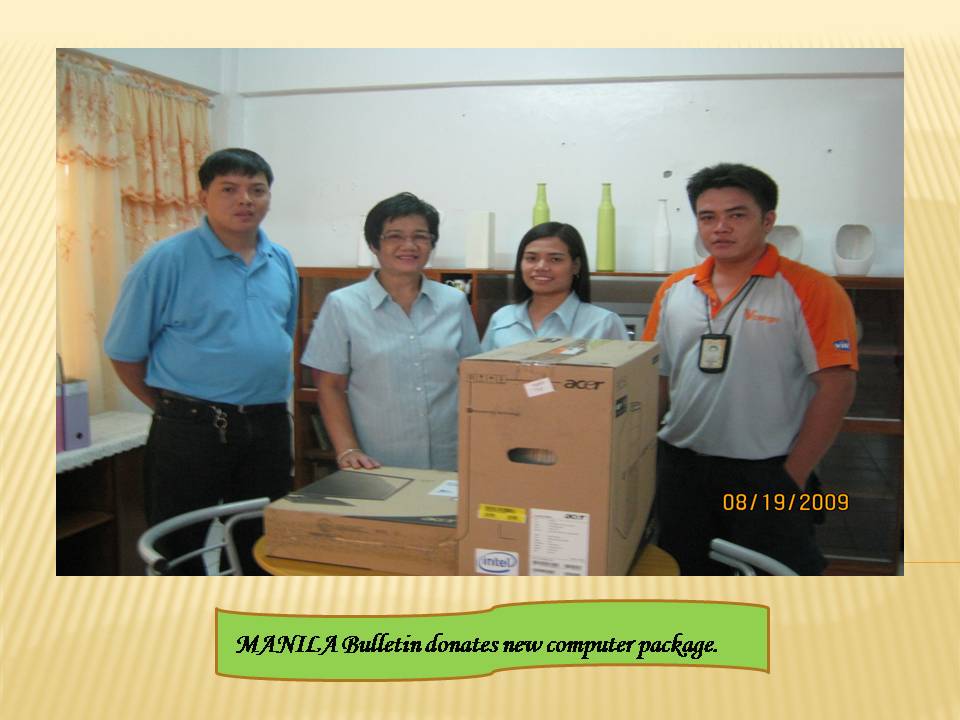 Manila Bulletin donates a new computer package.