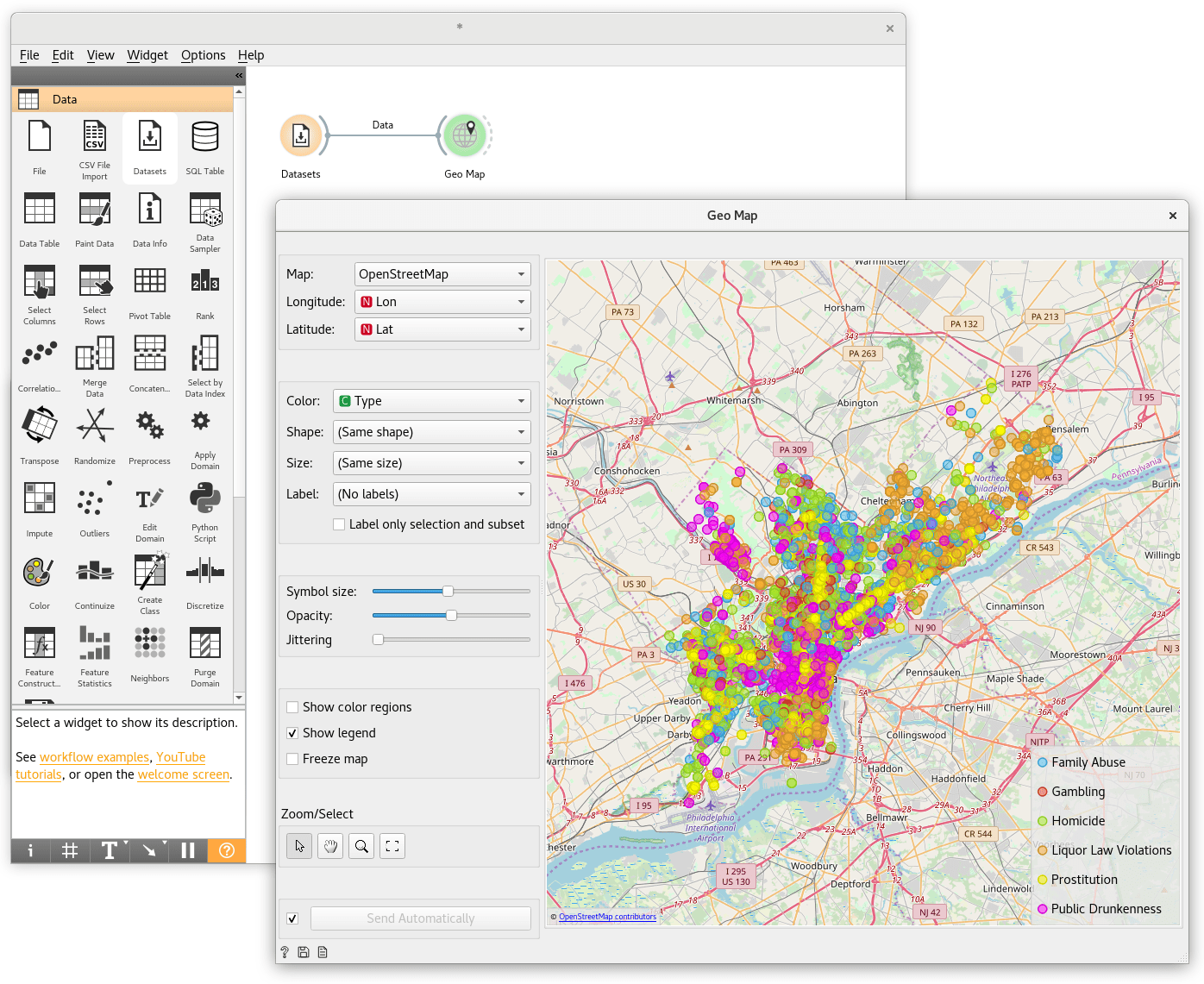 Orange Data Mining Geo Map