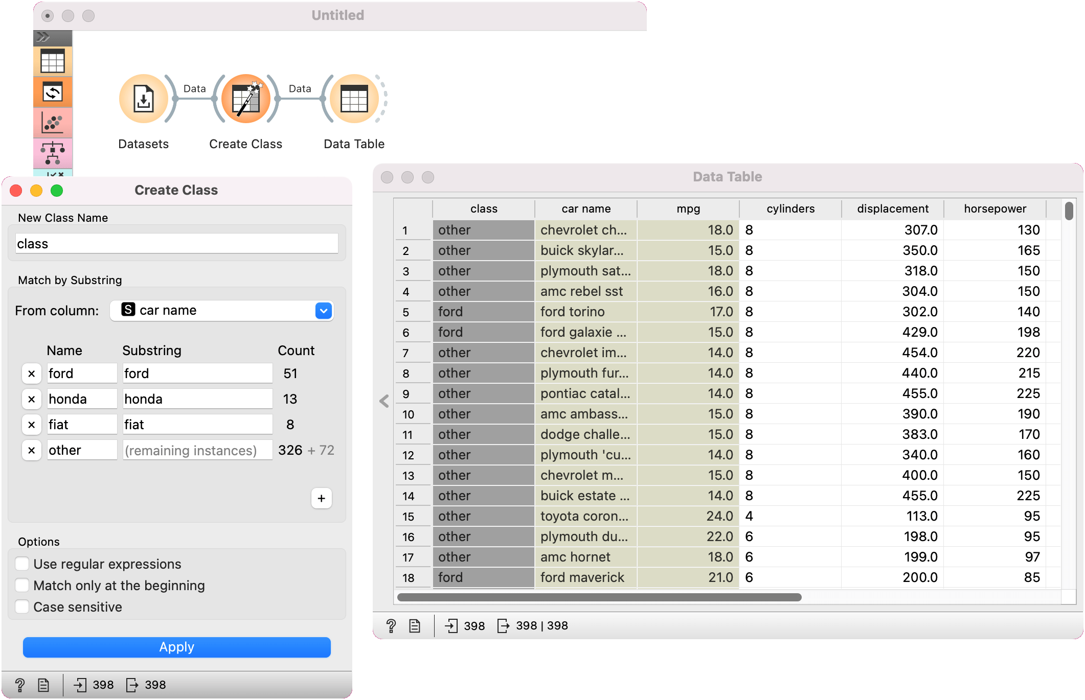 Orange Data Mining Create Class