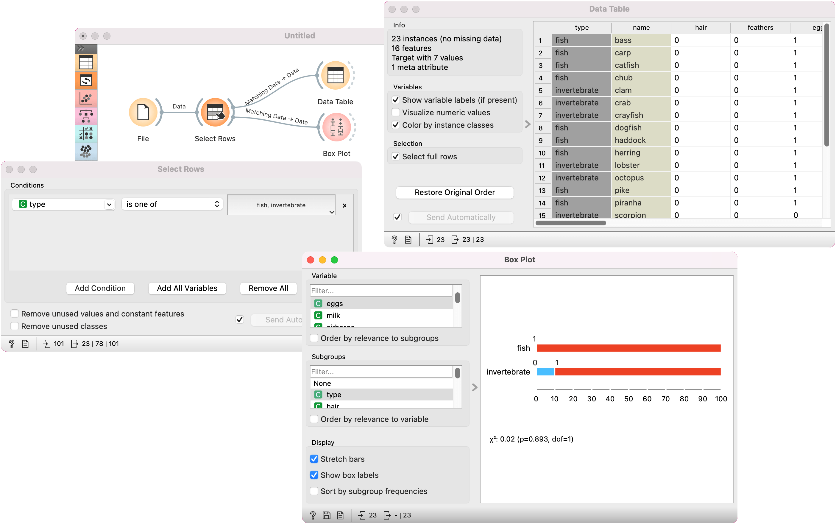 Orange Data Mining Select Rows