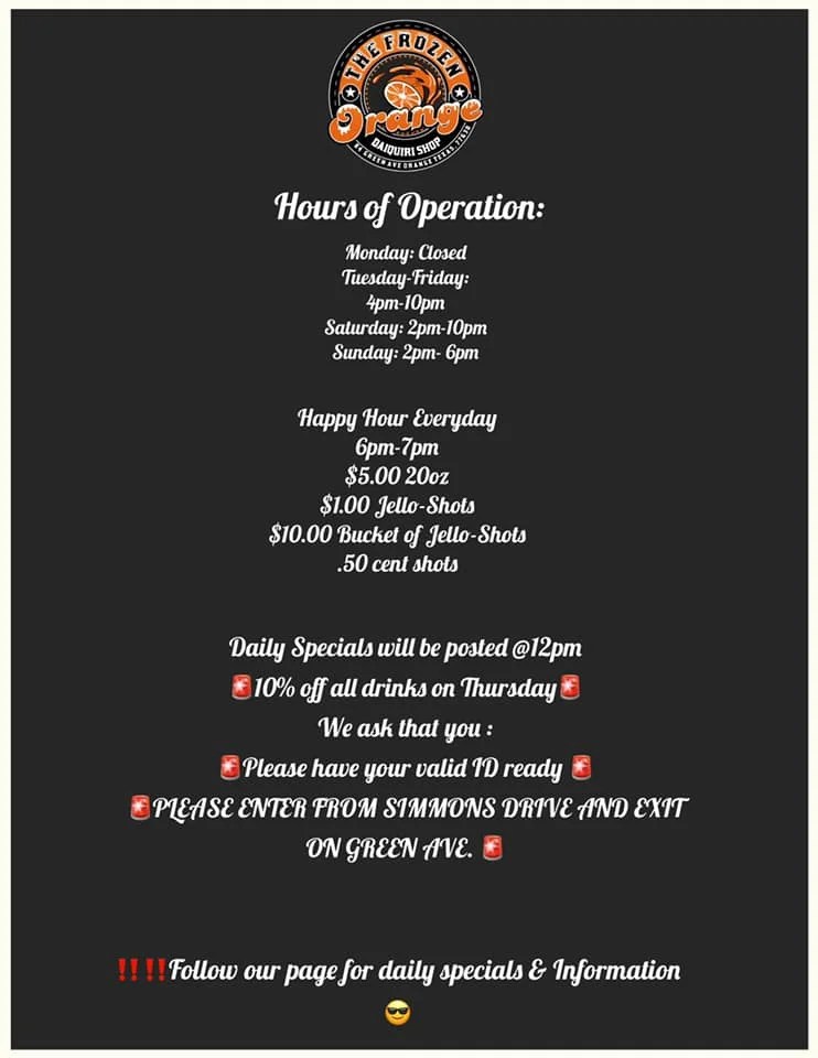 Frozen Orange Daiquiri Shop Opens on Green Ave. Orange Worthy