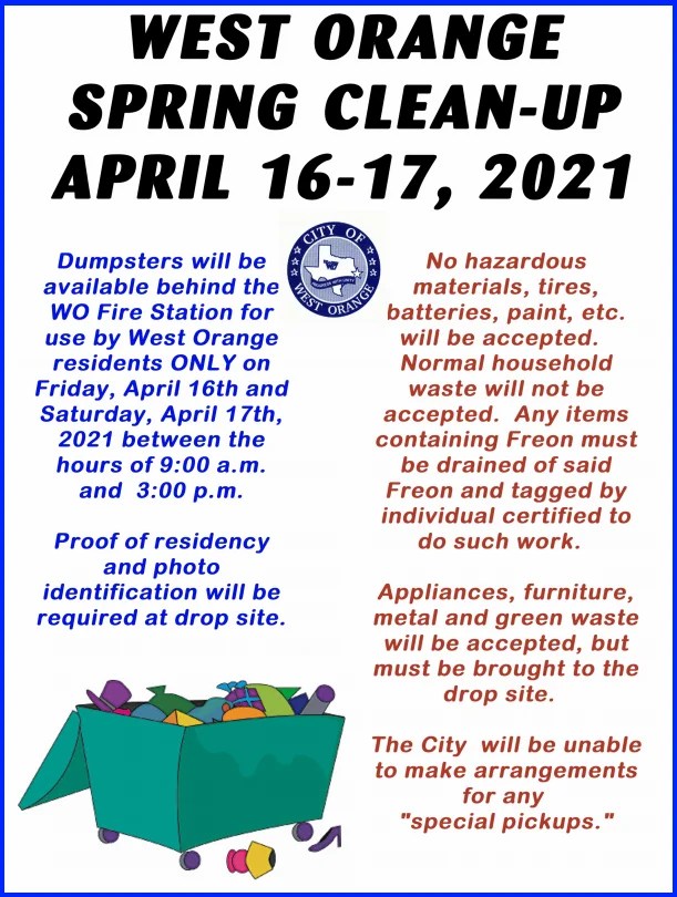 West Orange Schedules Spring Cleanup Orange Worthy