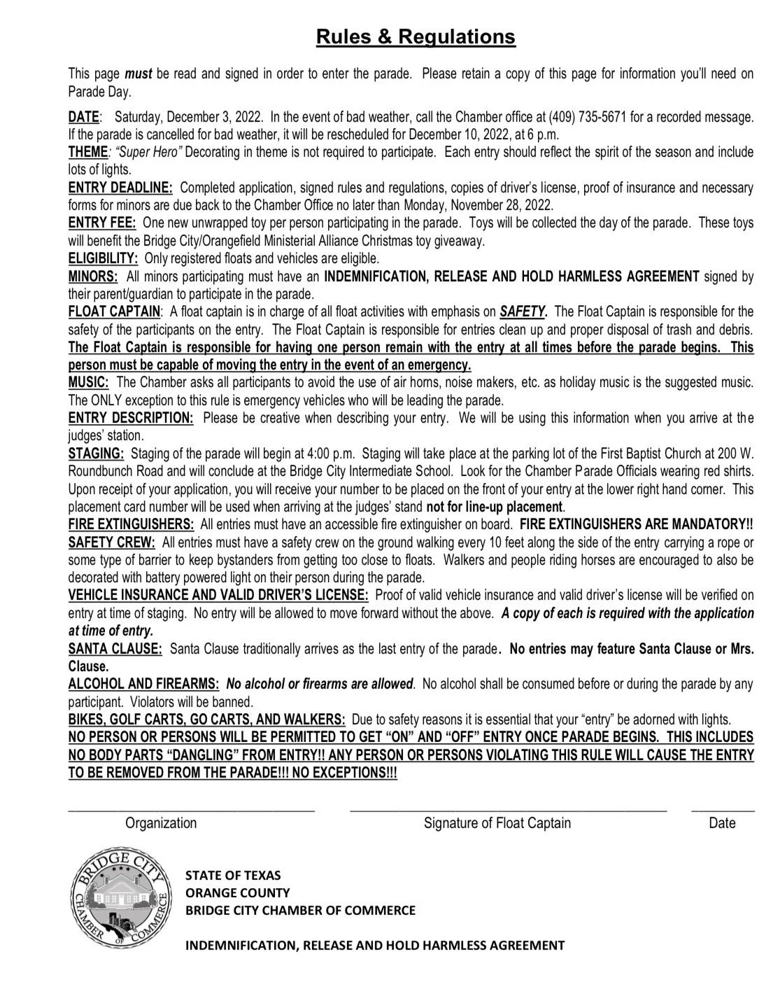 Bridge City Chamber of Commerce Taking Applications for 13th Annual