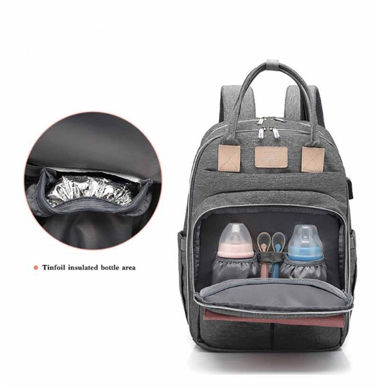 Diaper Bag Backpack with USB Phone Charger, Insulated Bottle Keeper