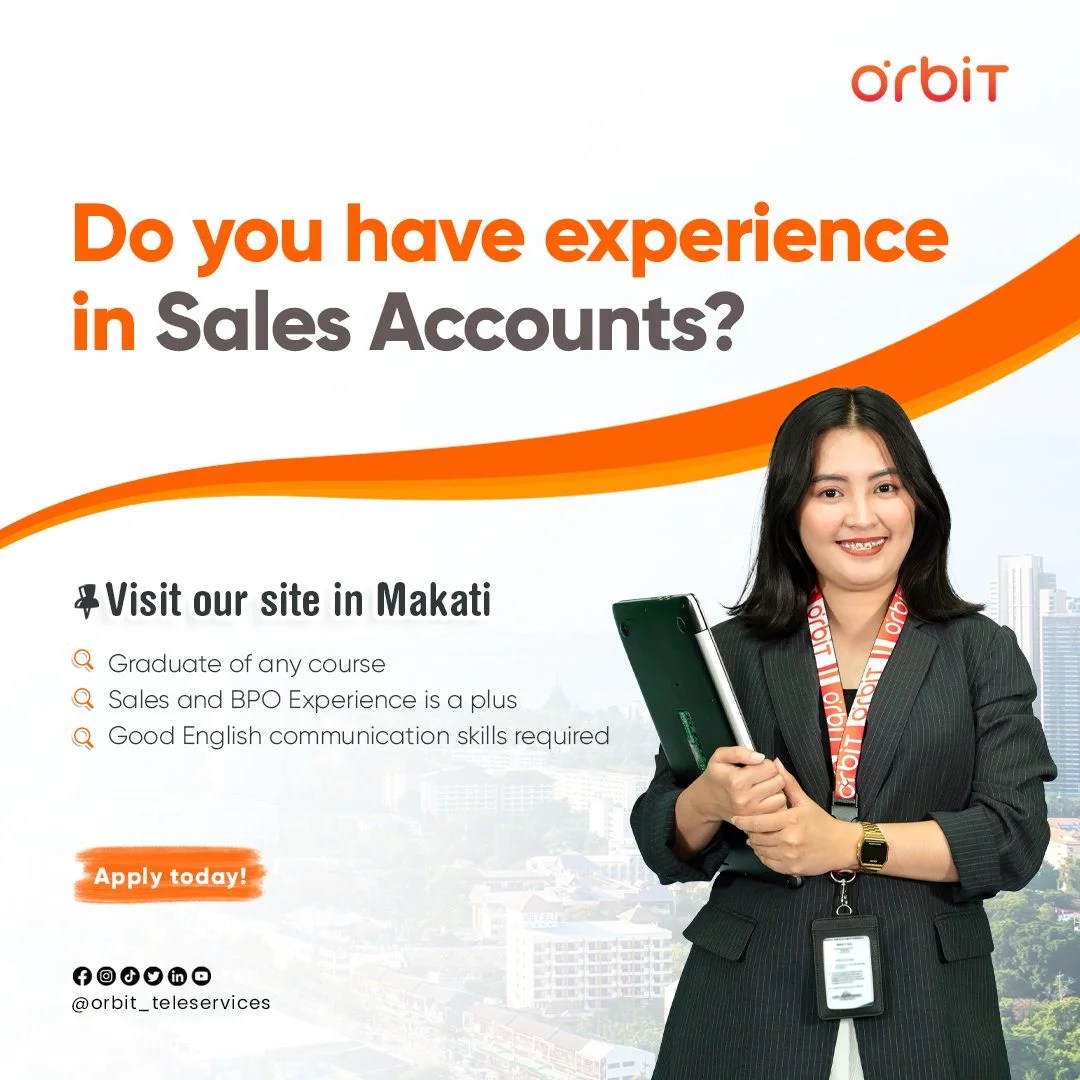 Start Working ASAP! Be a Customer Sales Agent Orbit Teleservices