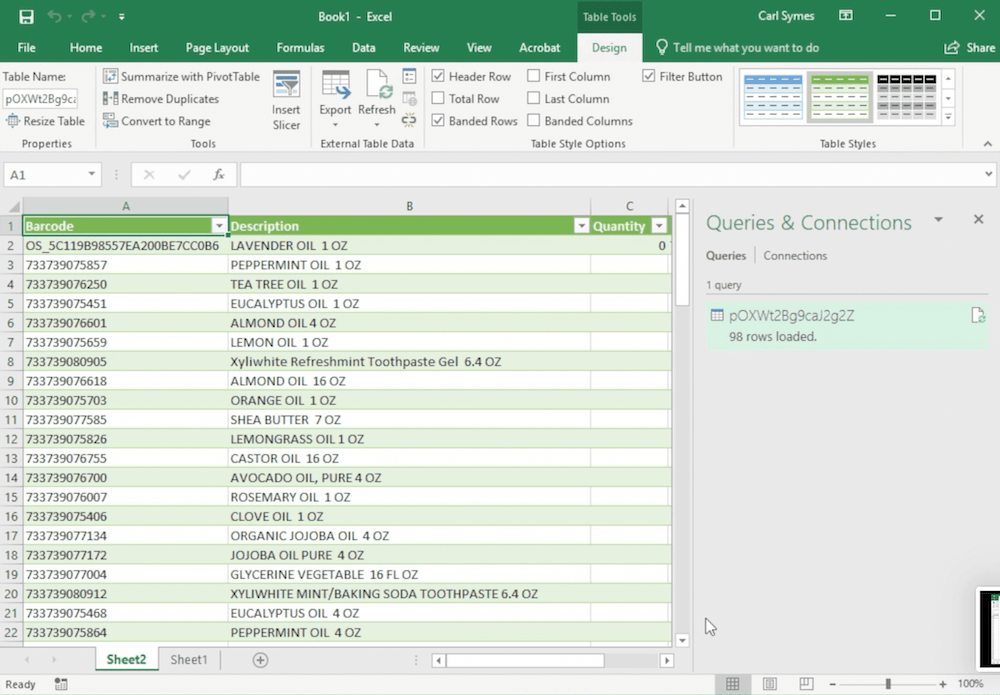 How to scan barcodes into Microsoft Excel