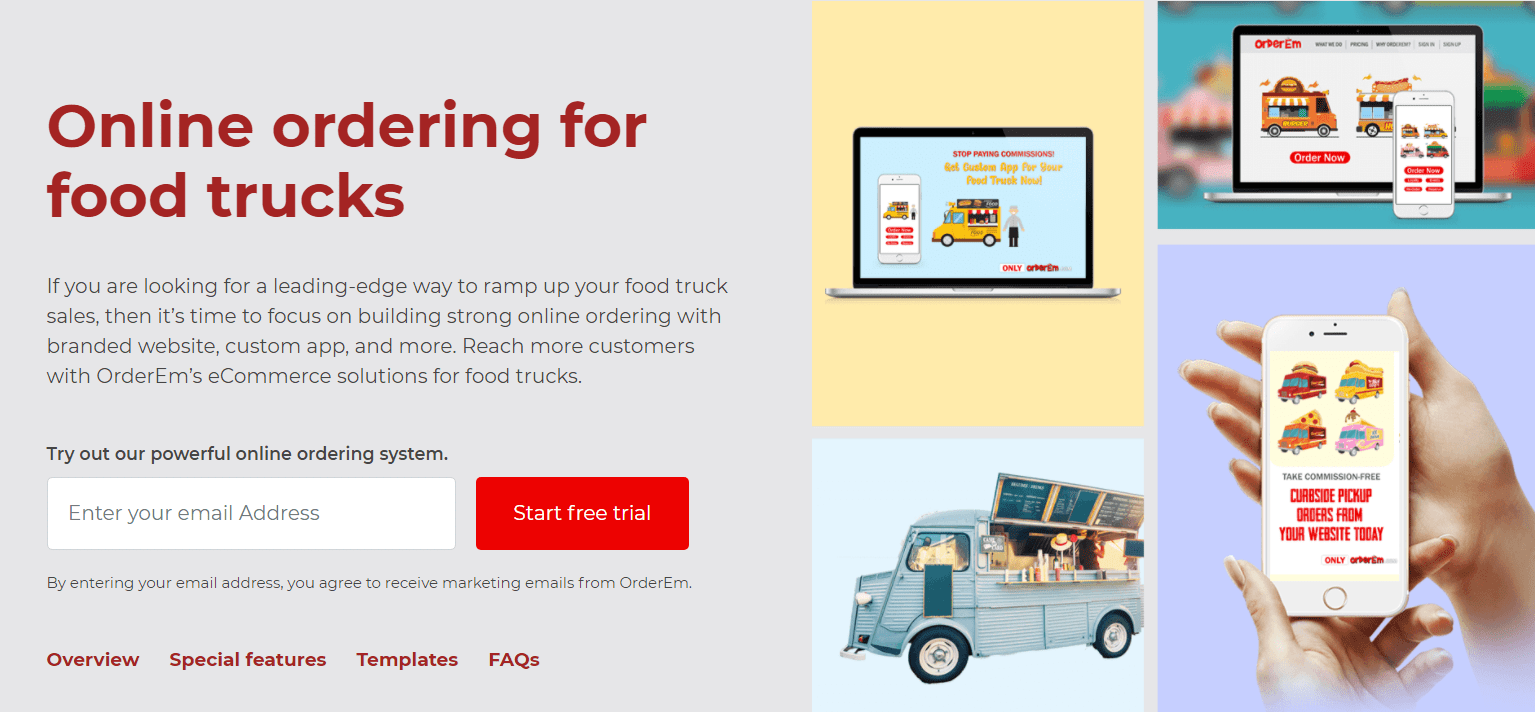 Online ordering for food trucks