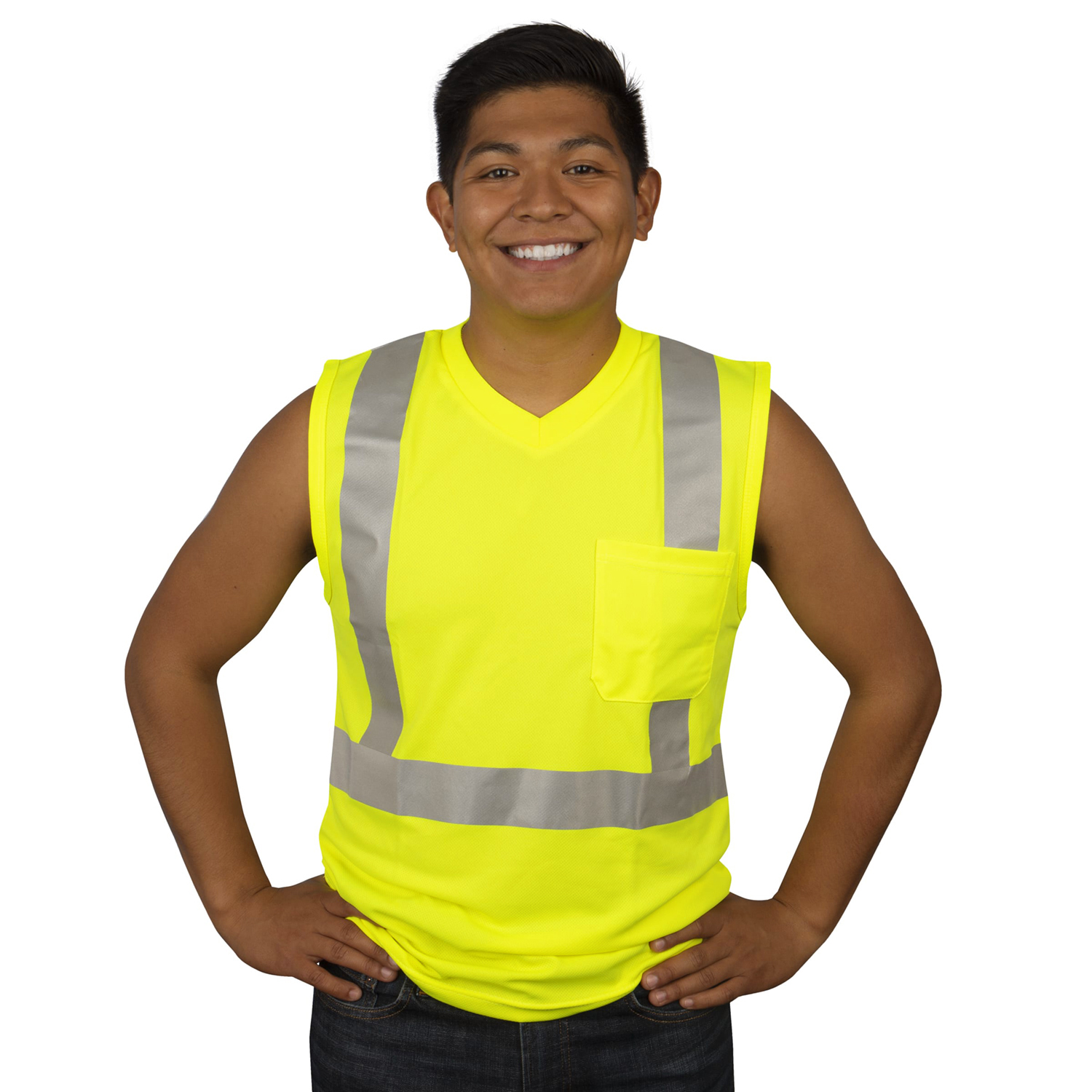 Sleeveless High Visibility TShirt, Class 2 V421 North American Safety