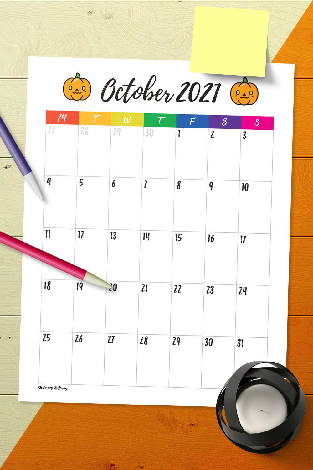 4 Best October Calendar Printables 2021 (Free and Premium) - Ordinary