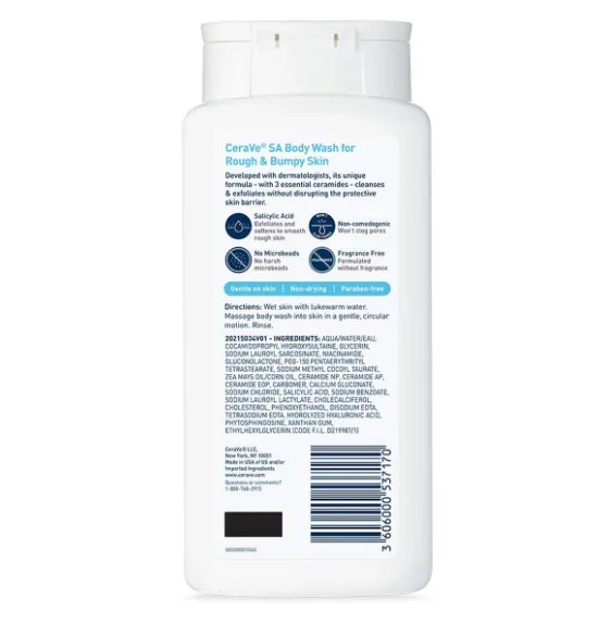 CeraVe SA Body Wash For Rough & Bumpy Skin 296ml Ordinary Uk BD