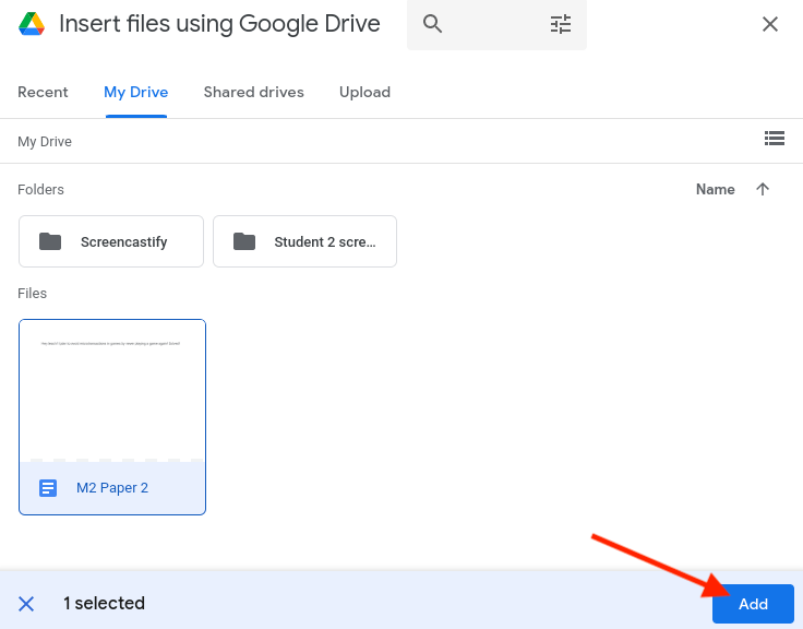 How do I submit a Google file in a file upload assignment? SYS