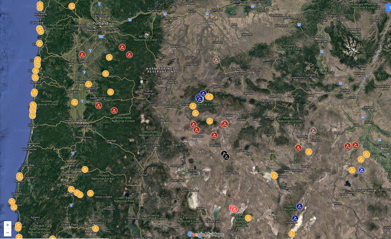 Central Oregon Rockhounding Map Oregon Rockhounding Map Free & Fee Sites Oregon Discovery
