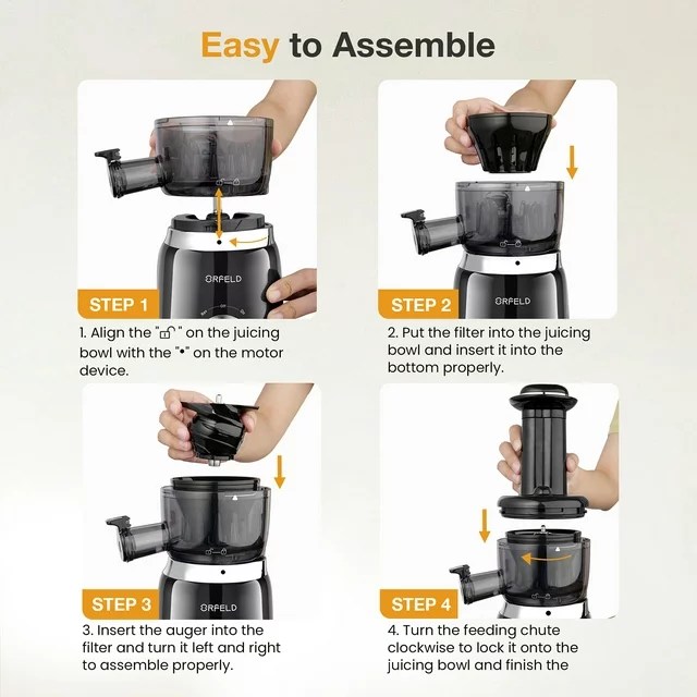 ORFELD Juicer Machine, Slow Masticating Cold Press Juicer for Fruits a