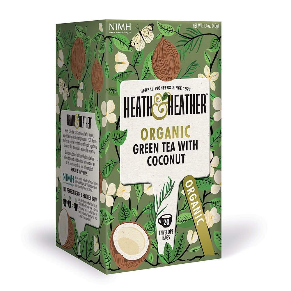 Heath & Heather Organic Green Tea with Coconut 2 x 20 bags Organic Tea