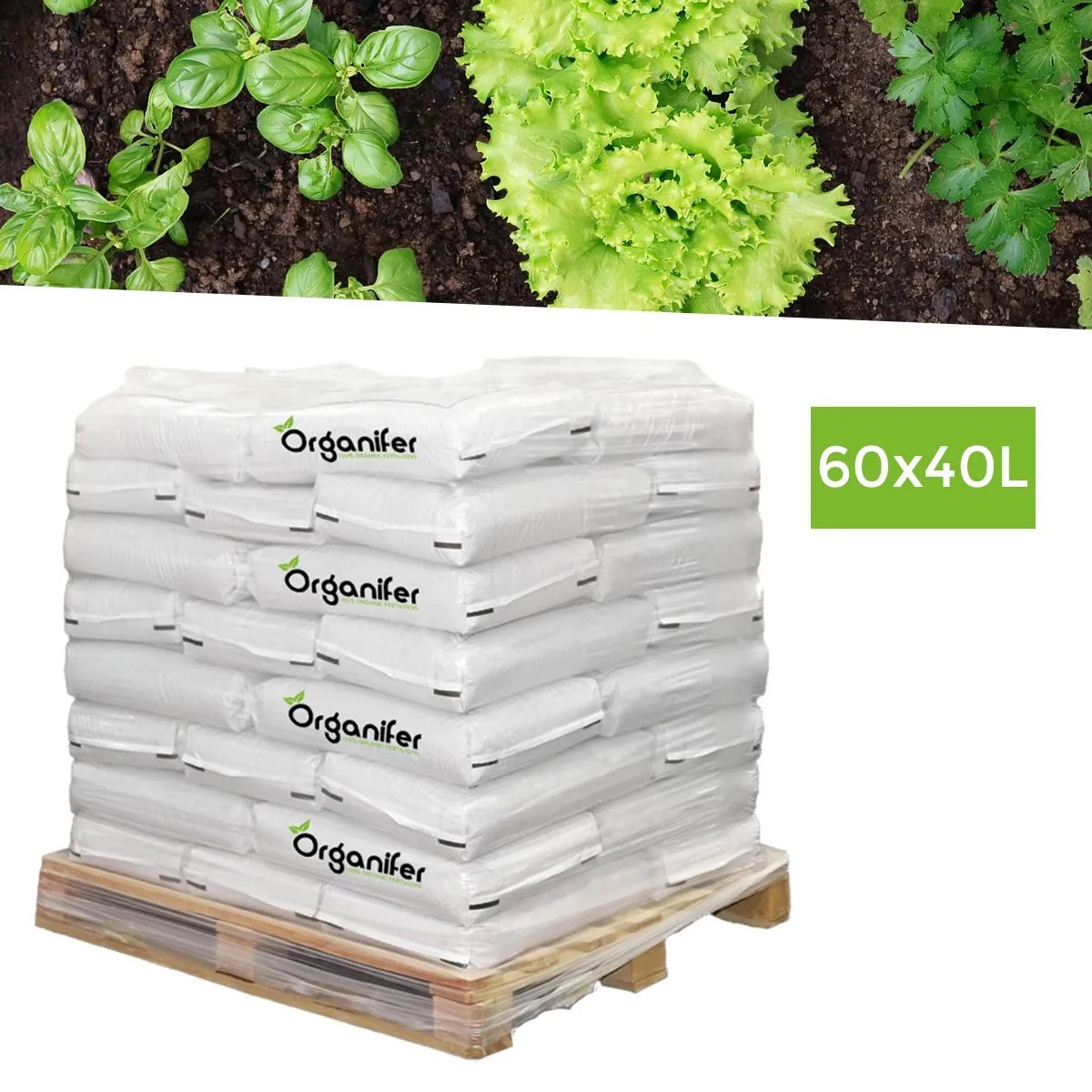 Biologische Moestuingrond Verrijker ( Teeltsubstraat) pallet met 60 x
