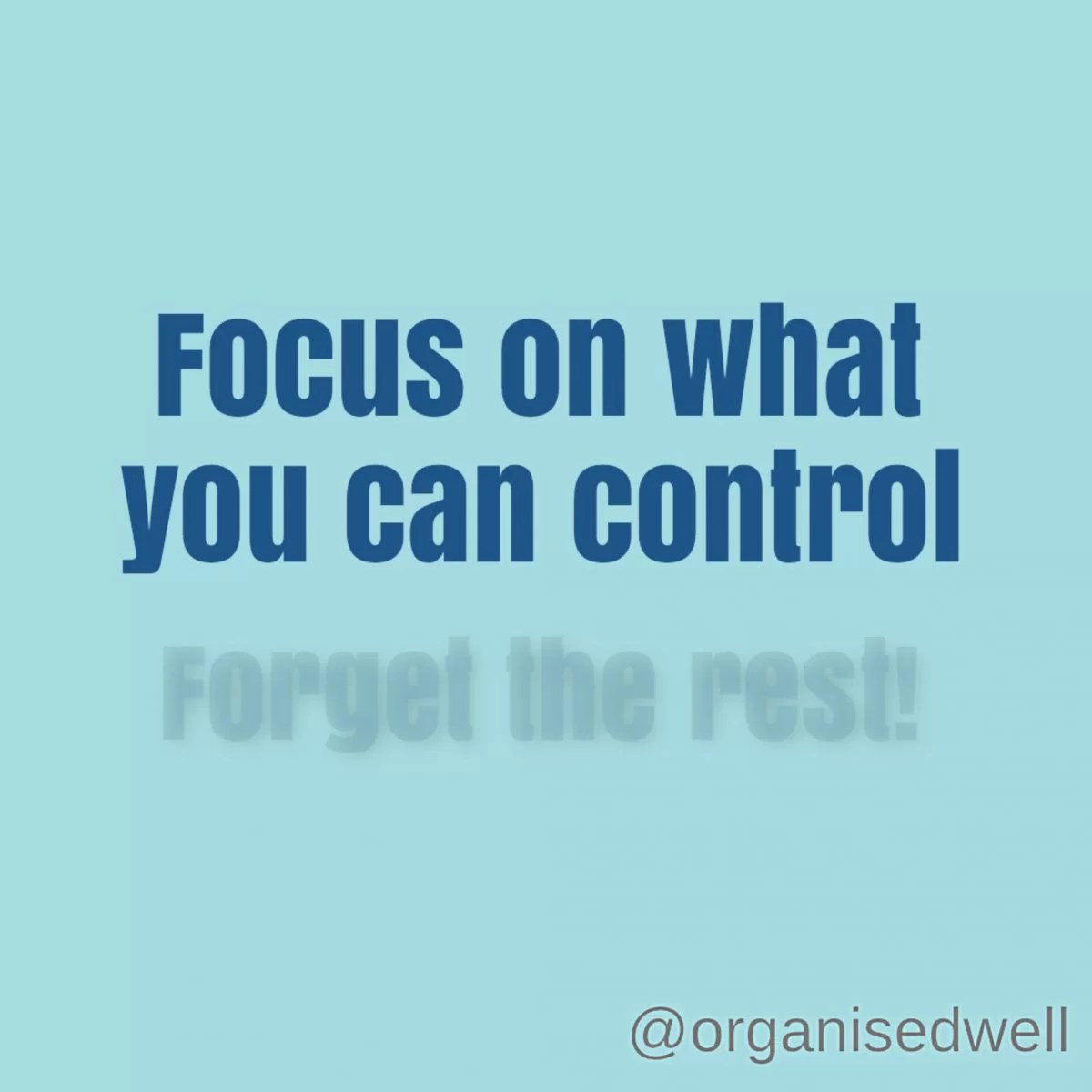 Focus on what you can control, the rest! OrganisedWell