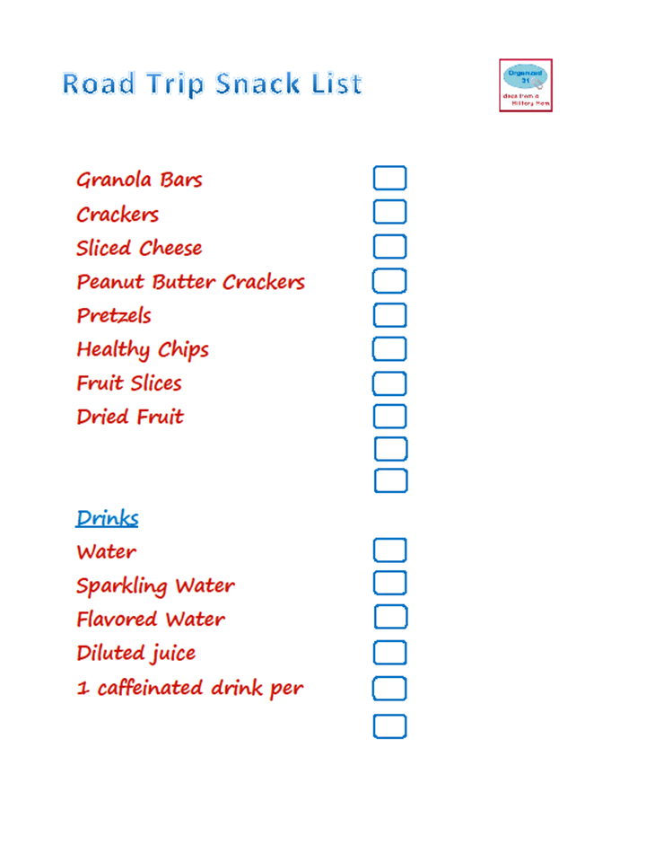 Road Trip Snack Packing Organized 31