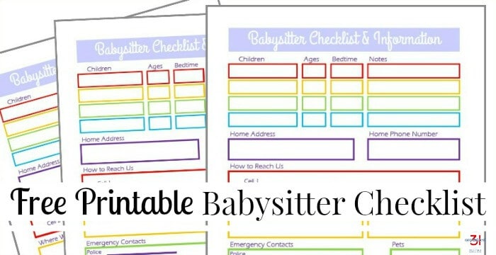 Babysitter Information Sheet Free Printable - Organized 31