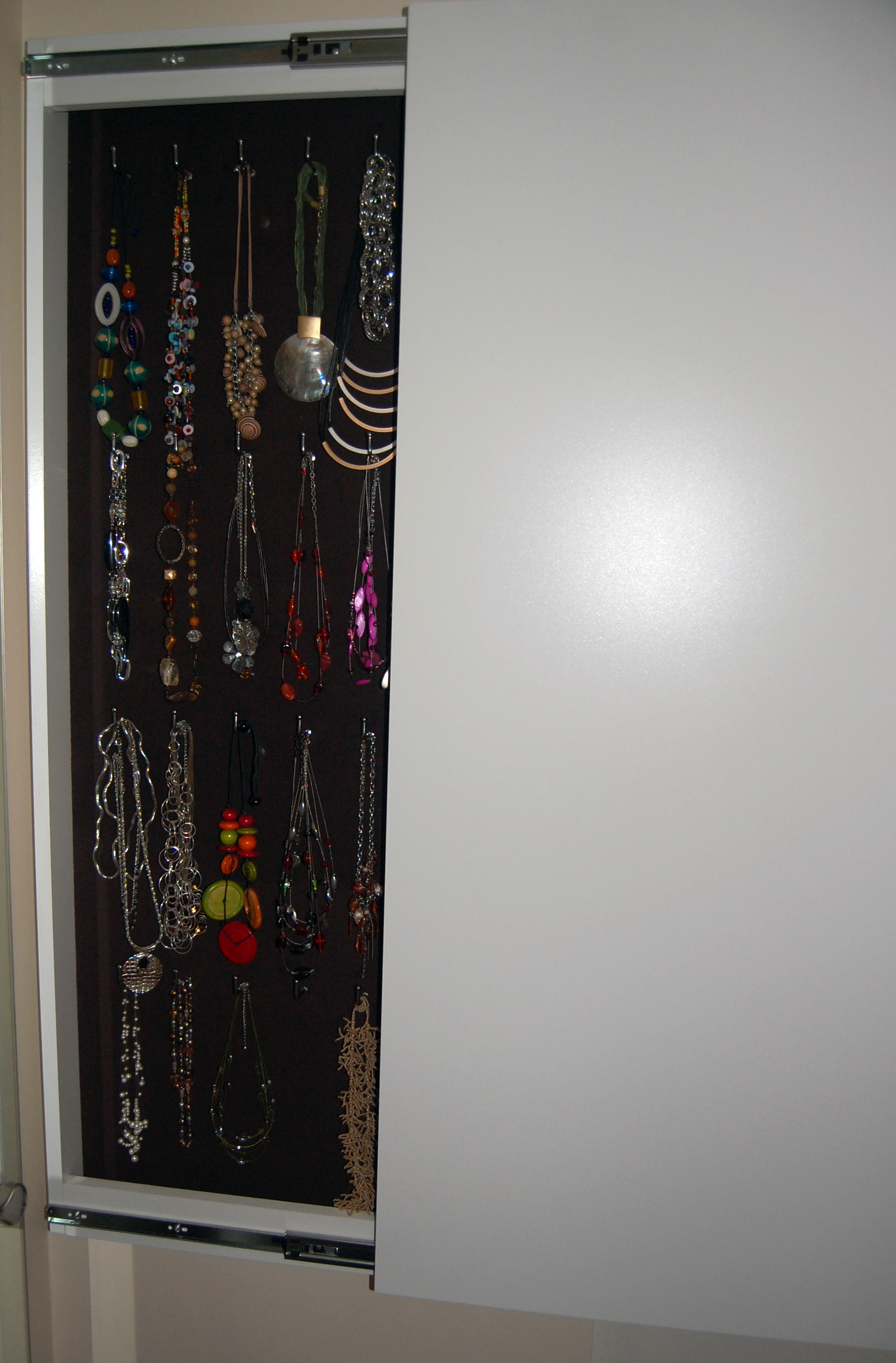 Hidden Necklace Storage Space Age Shelving