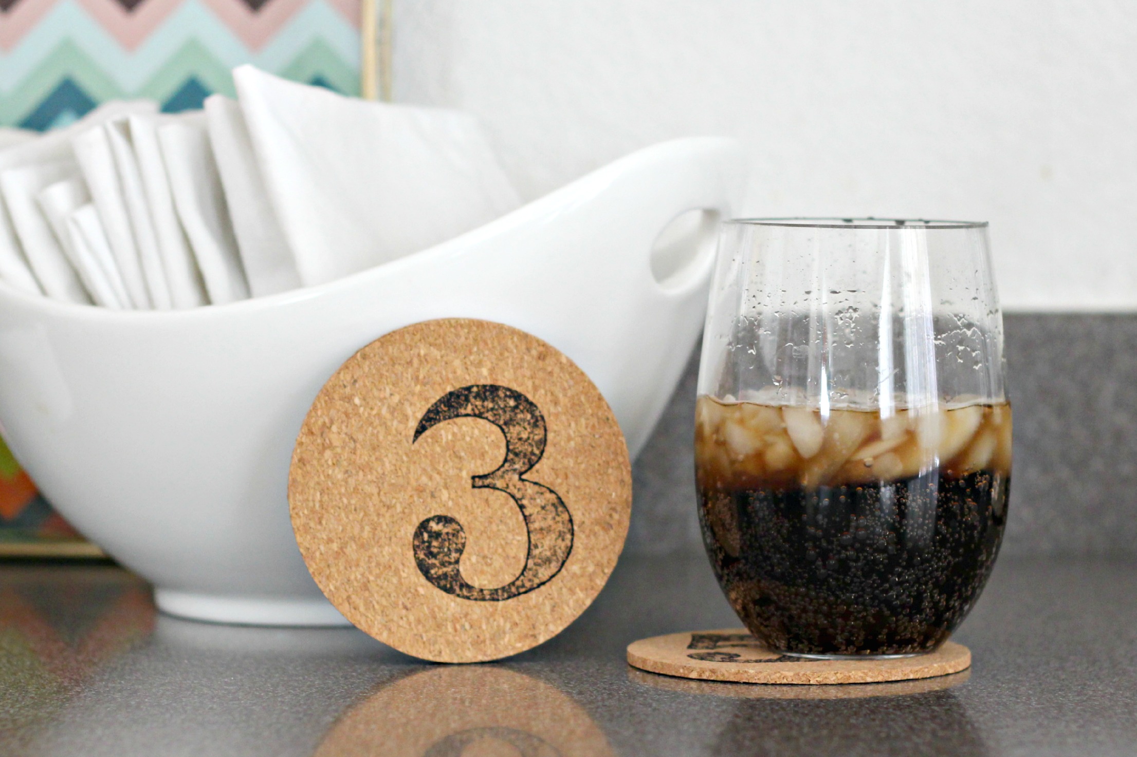 Number Stamped Coasters Organize and Decorate Everything