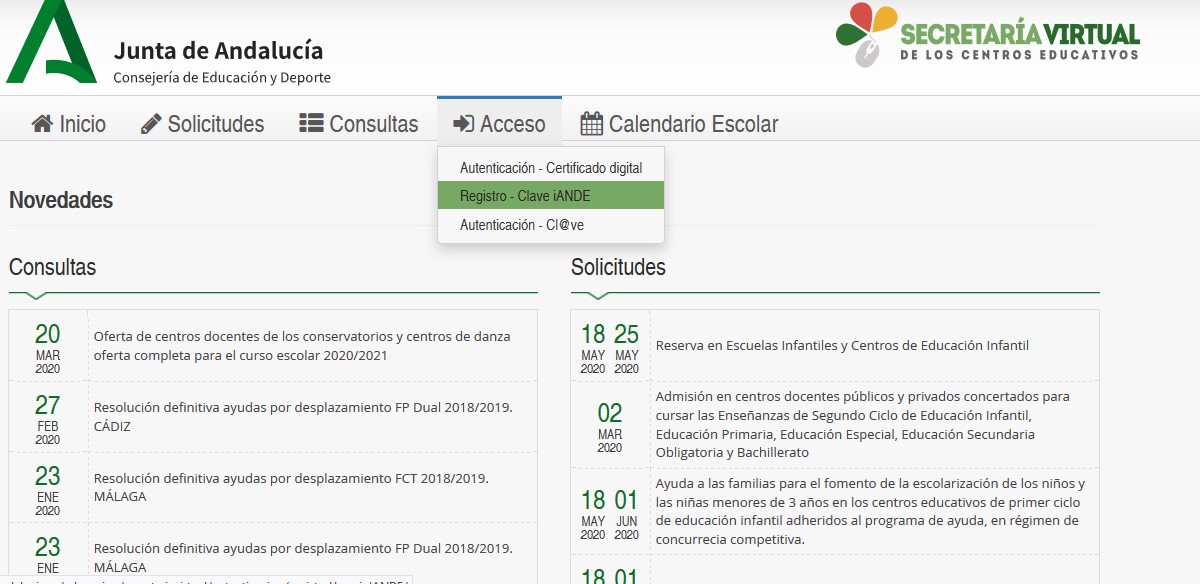 Secretaria Virtual Junta De Andalucia Acceso Con Clave Iande at Walter