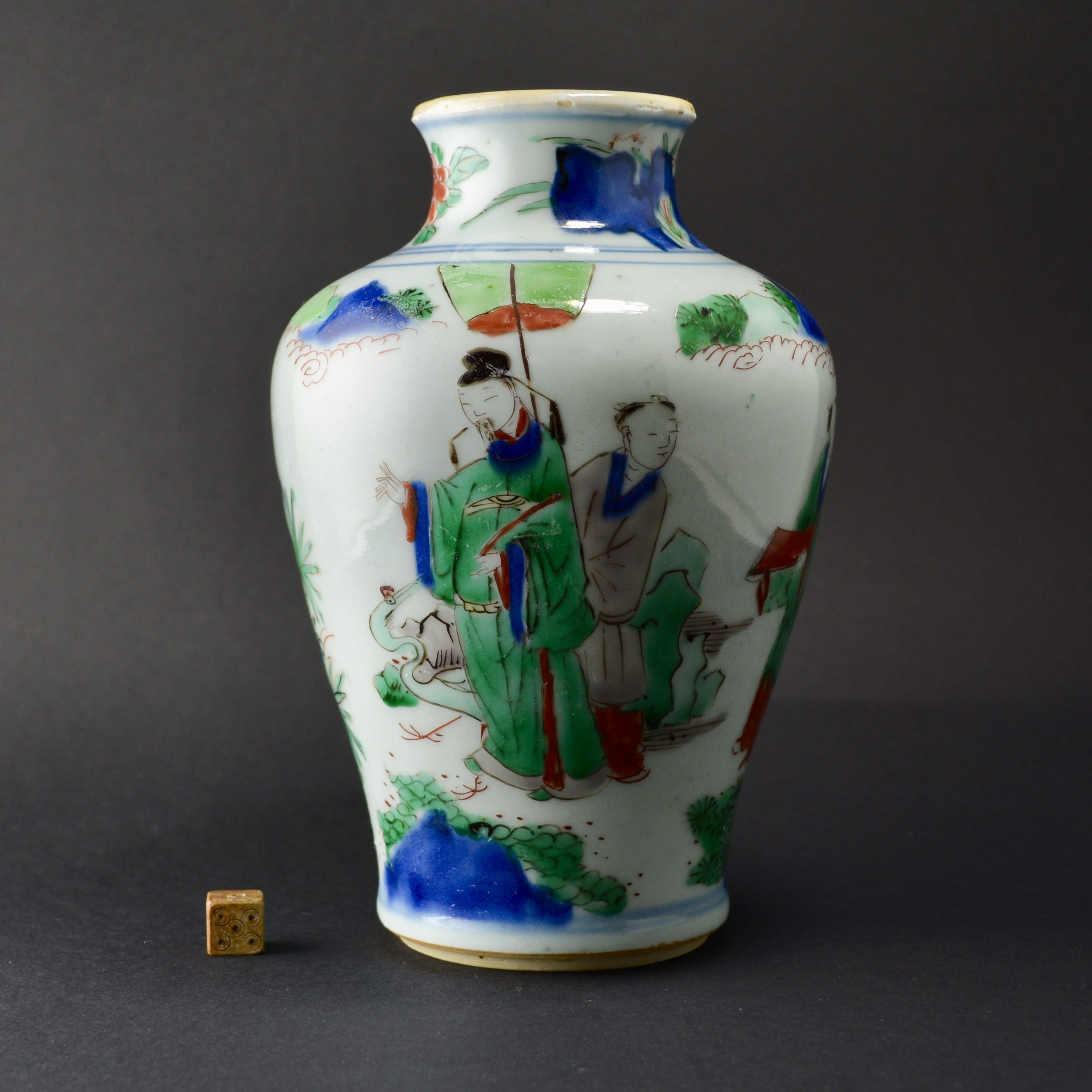 A Transitional Wucai Porcelain Vase, Shunzhi 1644 1661 Robert