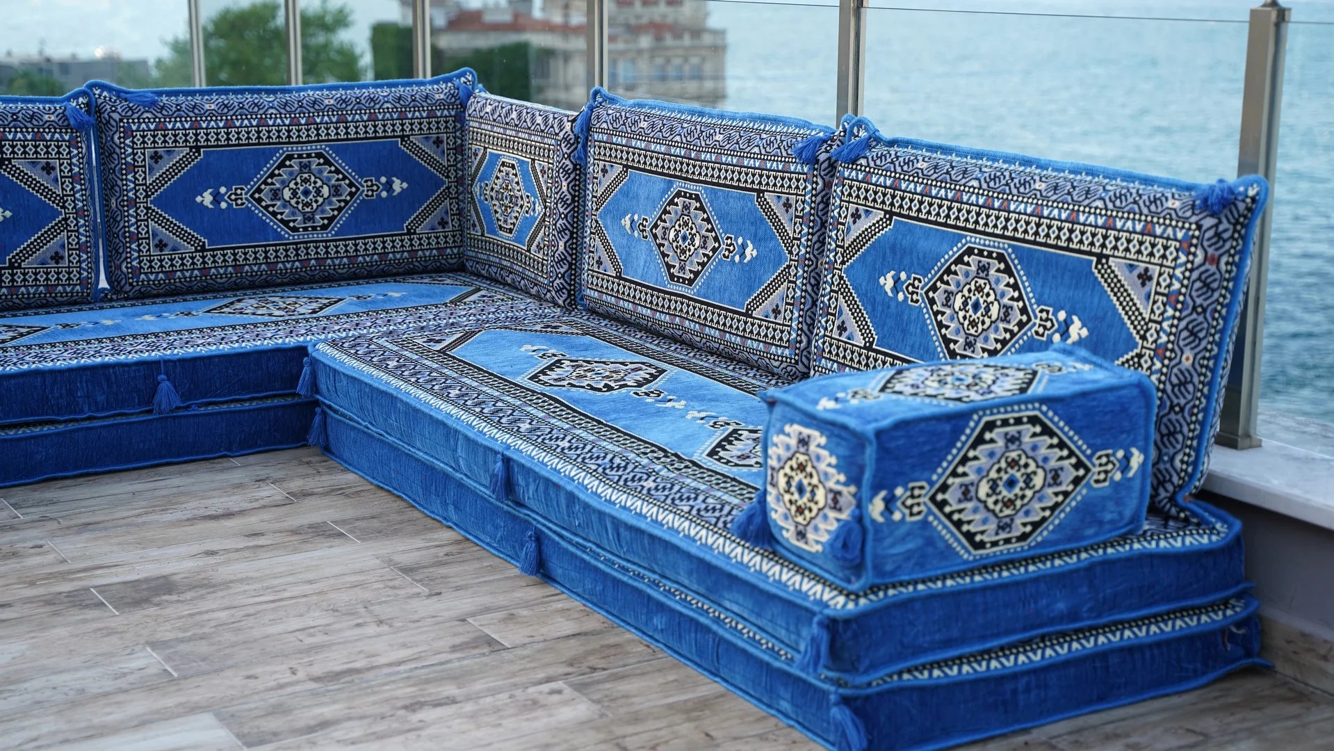 L Shaped Arabic Jalsa, Floor Seating Set, Majlis Sofa Oriental Sofa