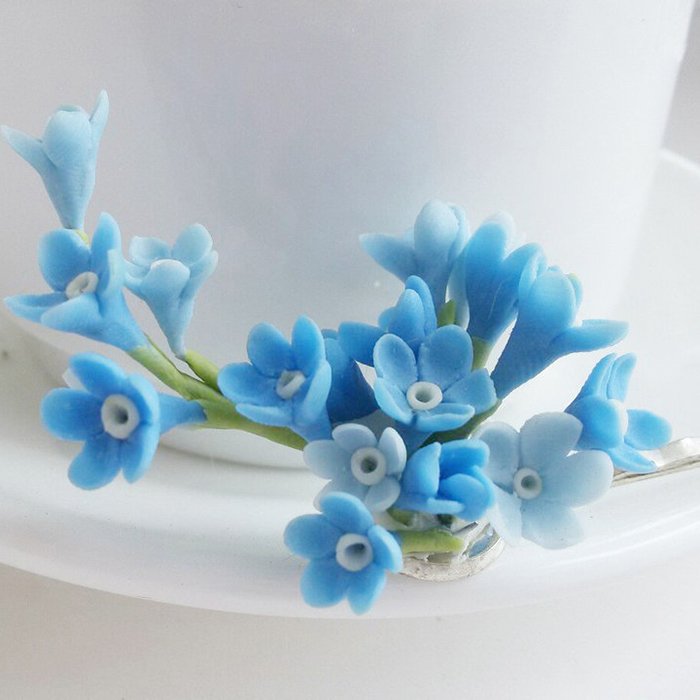Flower Bobby Pins Blue Hair Accessories Oriflowers