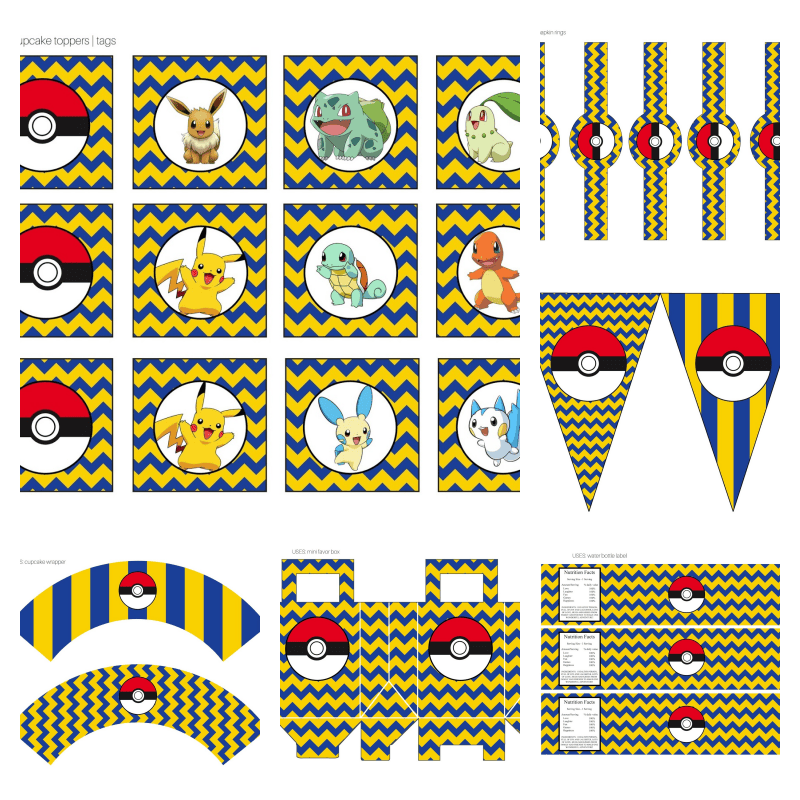 Kit Festa Pokemon para imprimir Origamiami Arte para toda a festa
