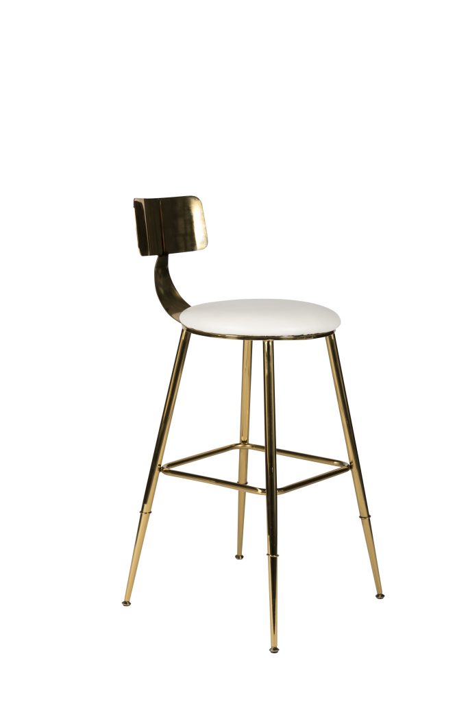 Bar Stool White with Gold Back The Original Event Company