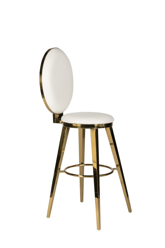 Milano White + Gold Bar Stool The Original Event Company