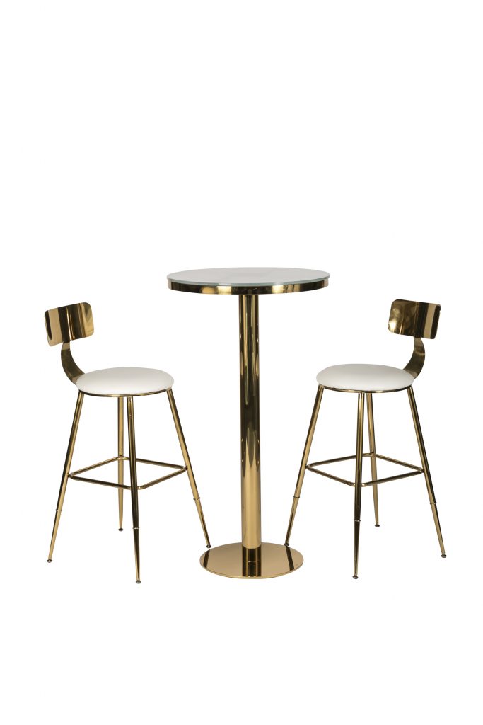 Bar Stool White with Gold Back The Original Event Company