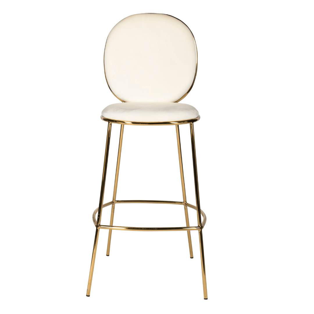 Bar Stool White Velvet and Gold The Original Event Company