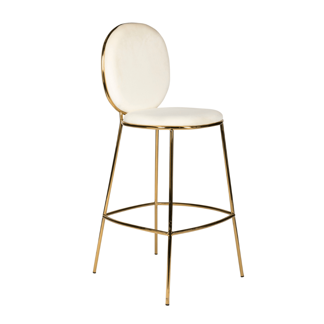 Bar Stool White Velvet and Gold The Original Event Company