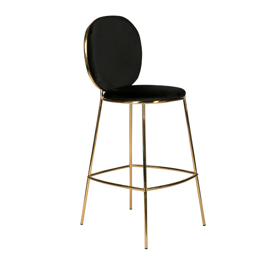 Bar Stool Black Velvet and Gold The Original Event Company