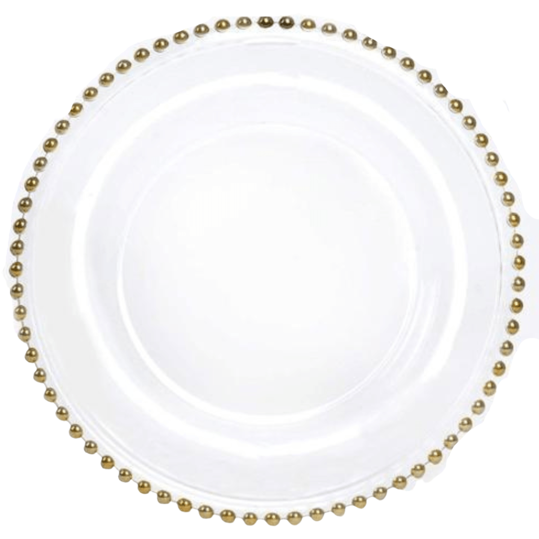 Charger Plate Glass with Gold Beaded Edge The Original Event Company