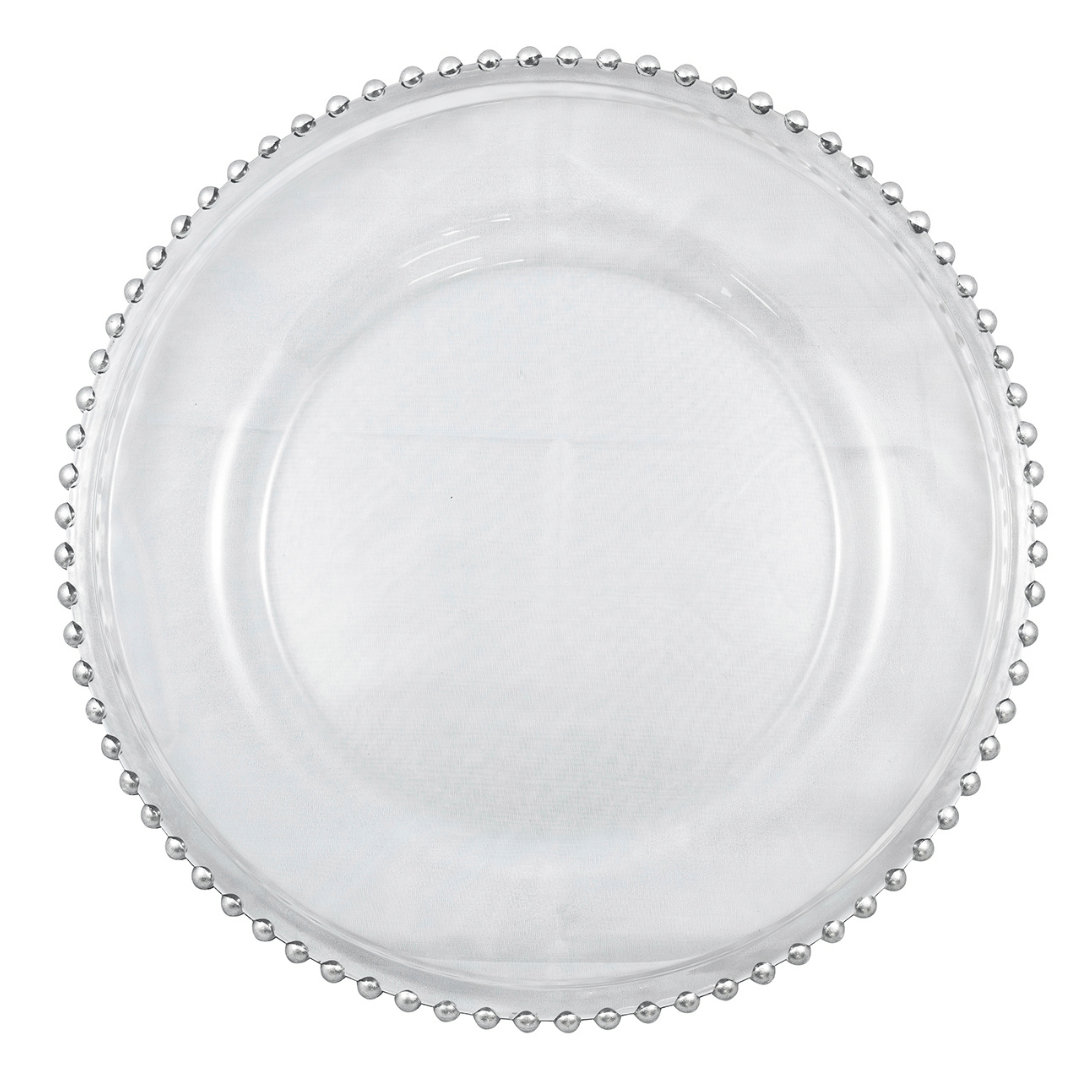 Charger Plate Glass with Silver Beaded Edge The Original Event Company