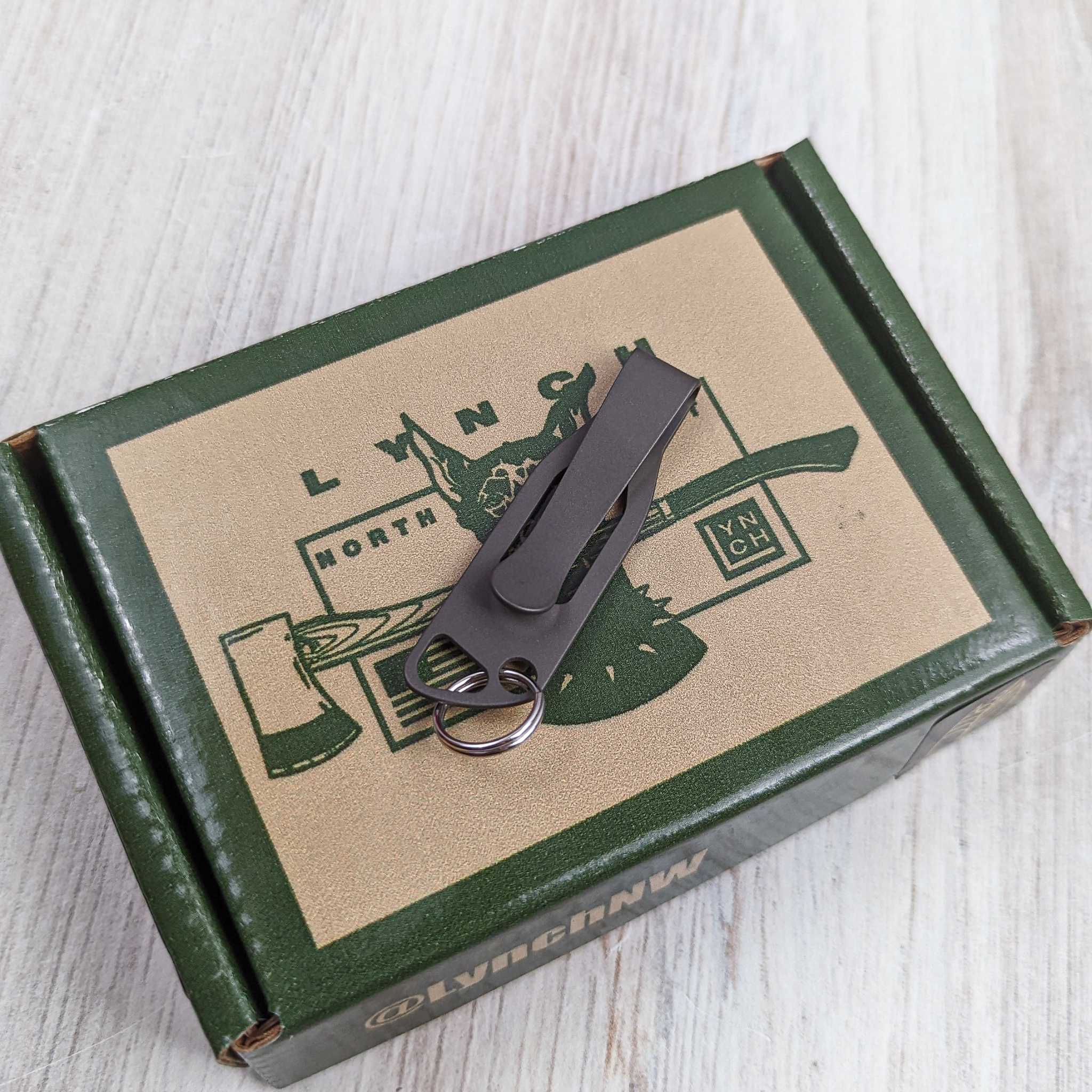 Lynch Northwest Spyderco Wire Titanium Pocket Clip (Stonewashed)