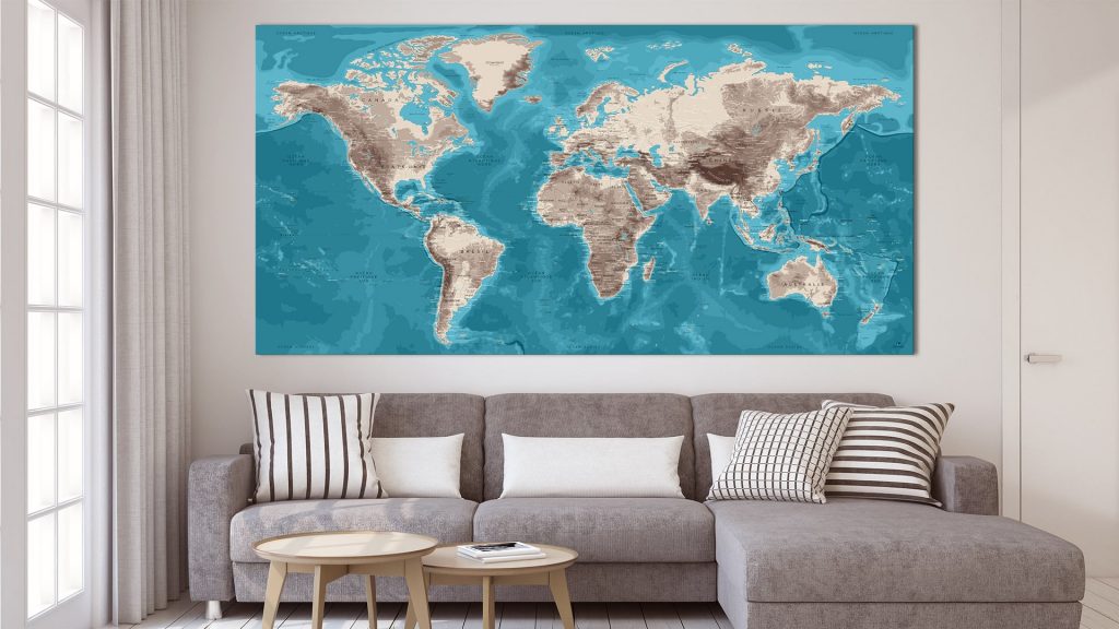 Planisphère Mural Plastifié Planisphère Mural Mappemonde Décoration Cadeau Achat