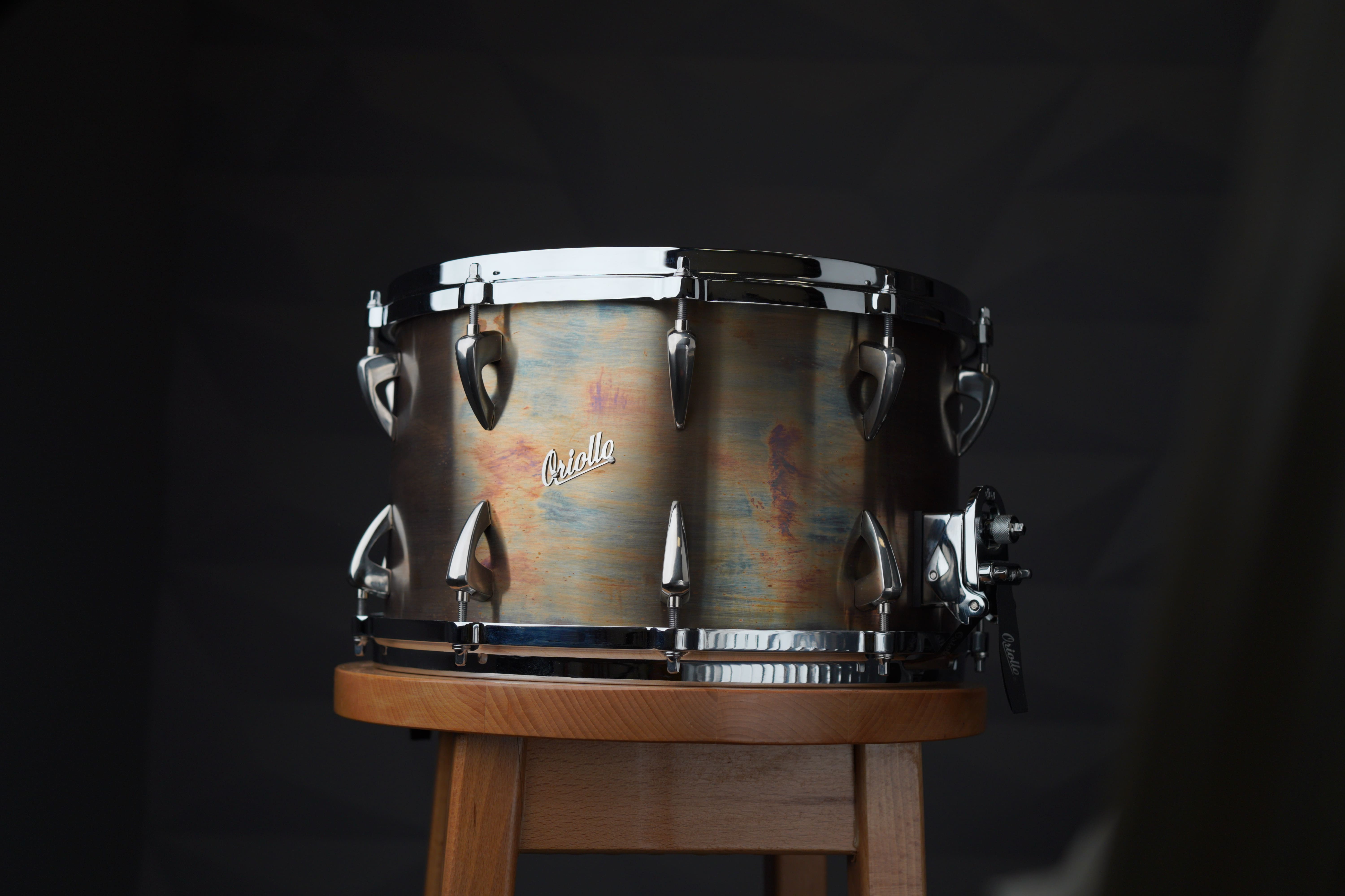 Seamless metal snare drums and drum kits by Oriollo Custom Drums