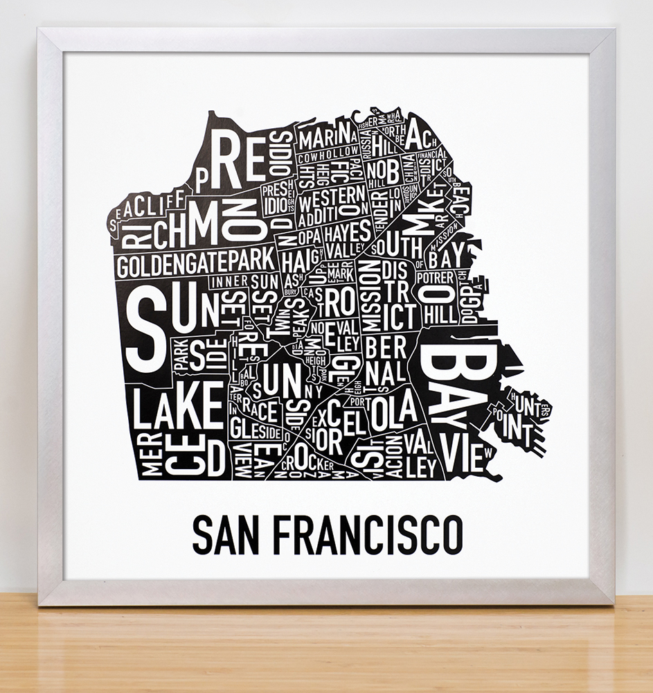 Map of San Francisco Poster Etsy