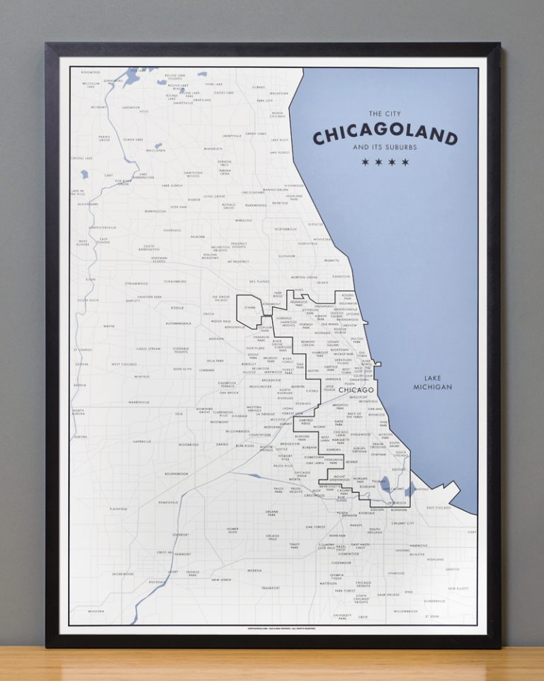 Chicagoland a Map of Chicago and its Suburbs 18" x 24" Poster