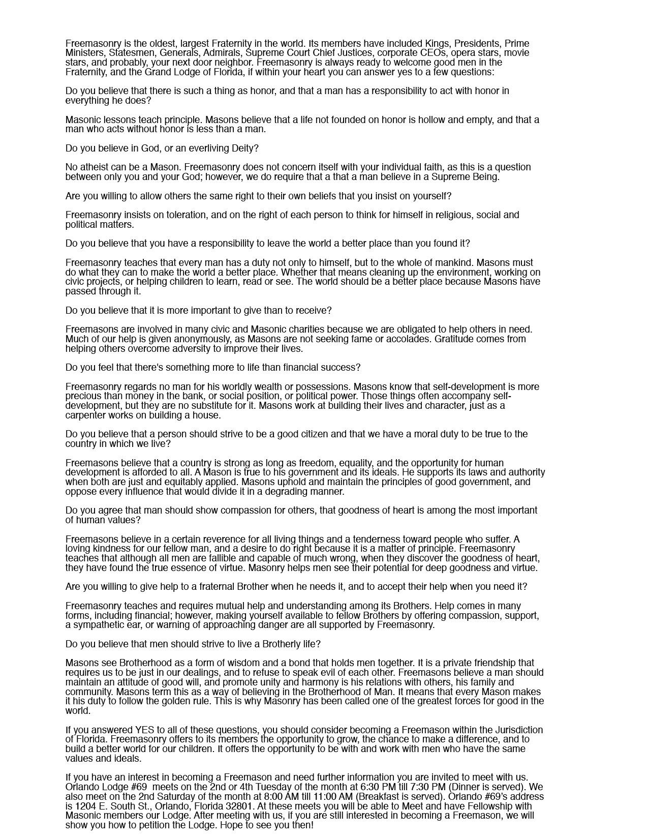 How To a Freemason Orlando Masons Lodge 69