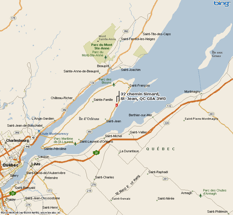 Chalet (Île d'orléans) à louer sur la rive du SaintLaurent