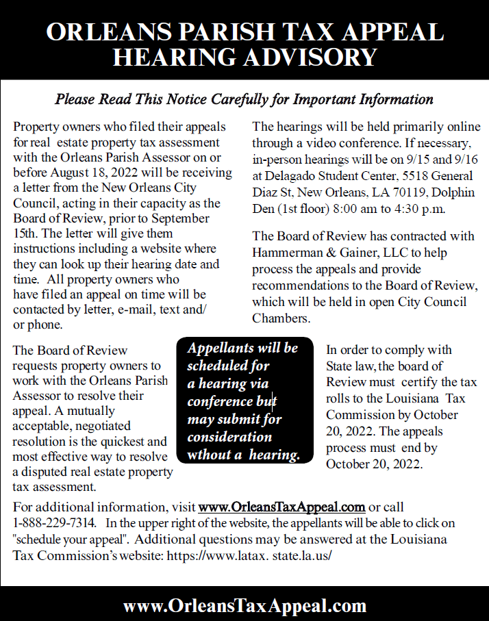 Orleans Parish Tax Appeals