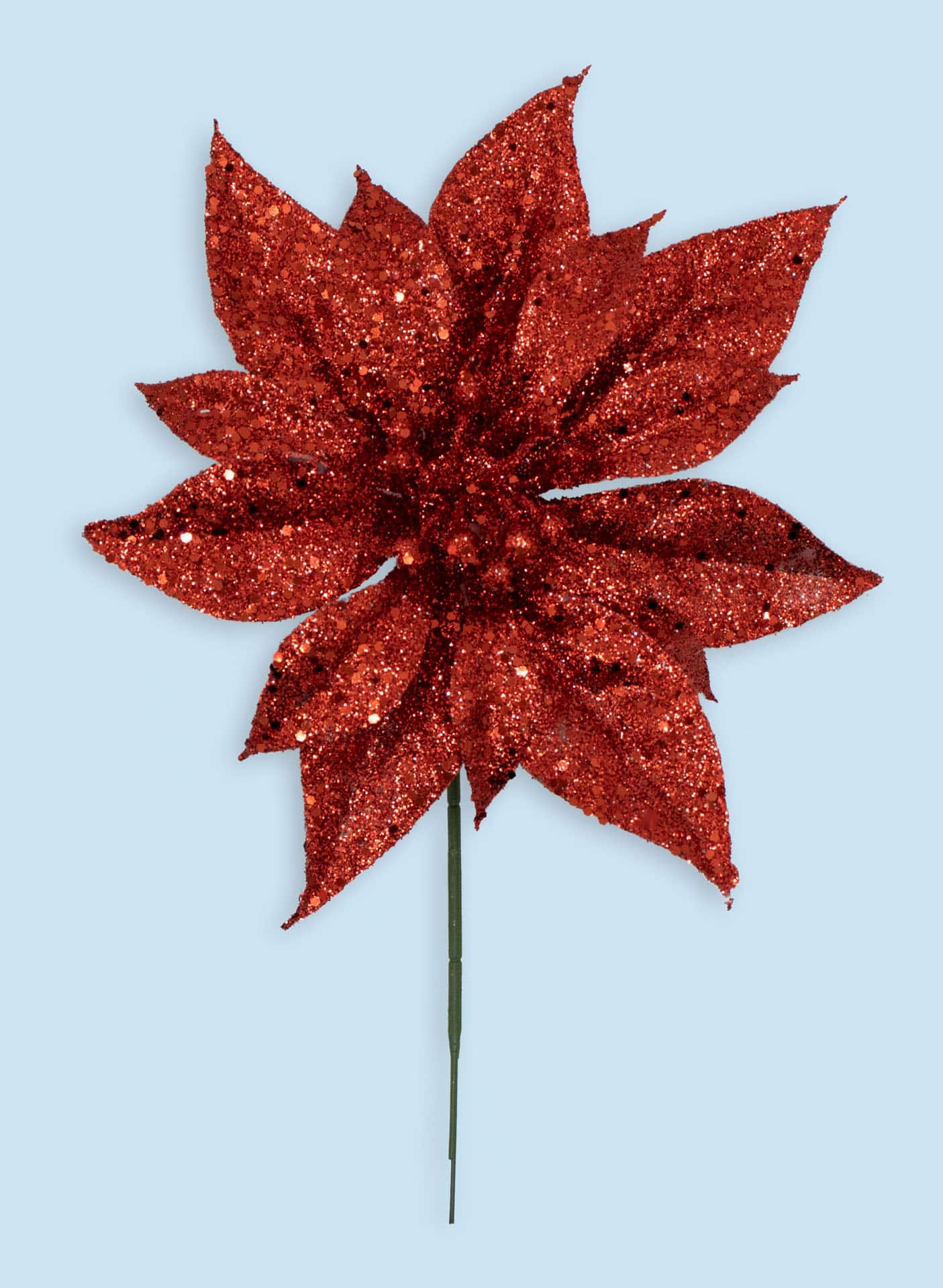 Red Glitter Poinsettia Pick Orman Inc.