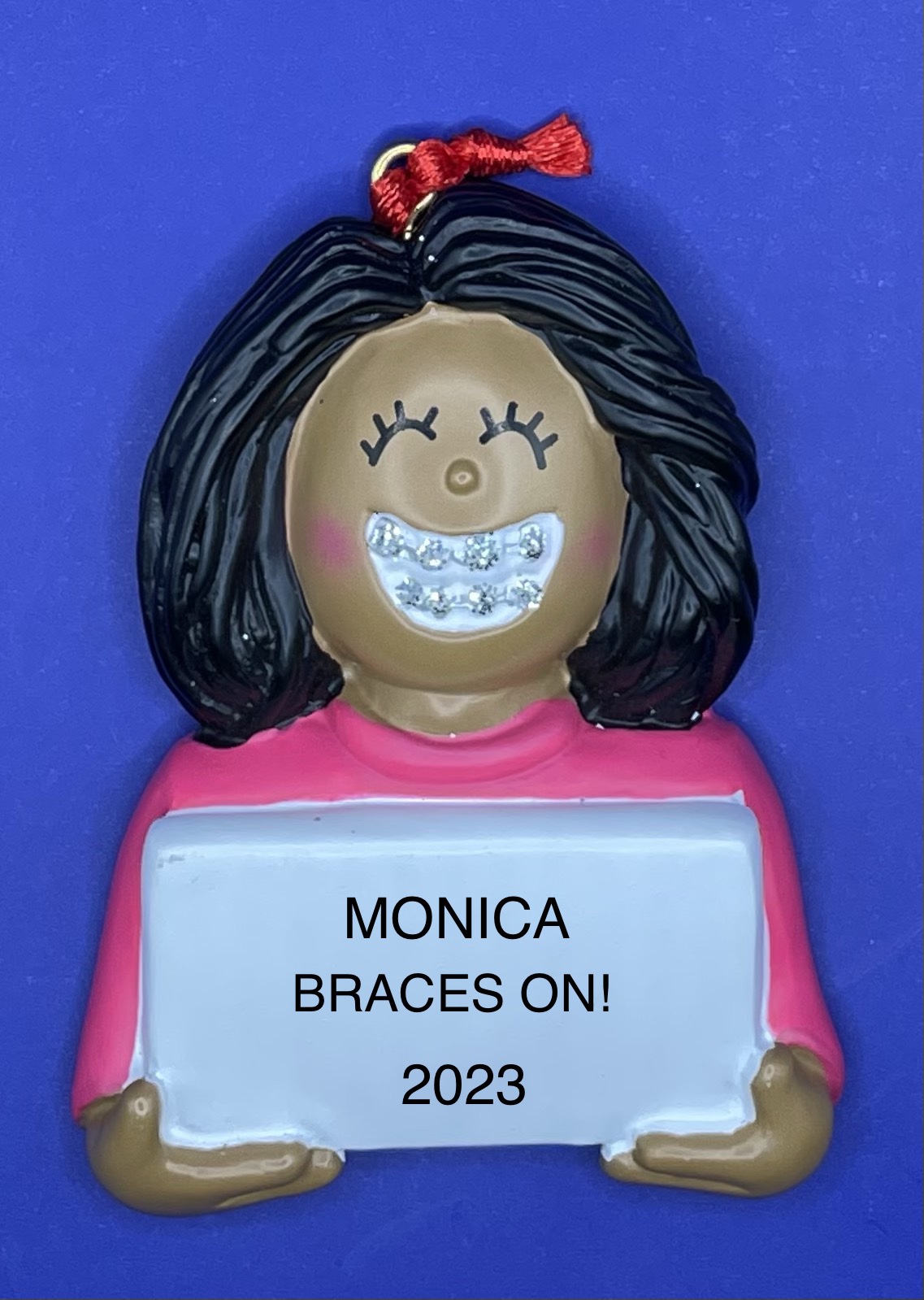 BracesAfrican American Female Personalized Ornament Ornaments from
